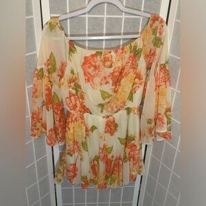 L Flying Tomato Floral Romper With Tassles, Used— Like New